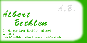 albert bethlen business card